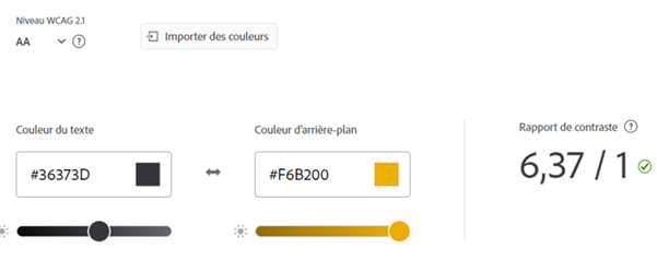 Les vérificateurs de contraste permettent d'évaluer rapidement si la palette respecte les recommandations WCAG.