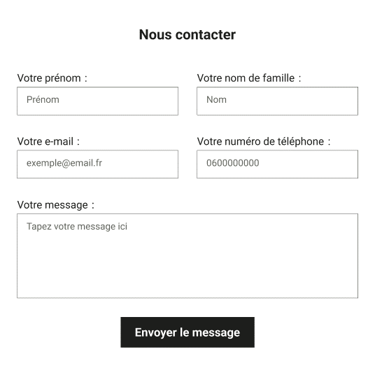 Exemple de formulaire différenciant bien les labels des placeholders.