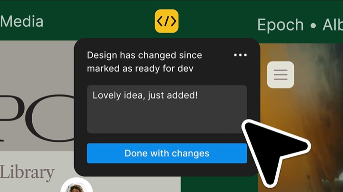 On peut maintenant notifier directement les développeurs des dernières modifications faites sur un écran « prêt à développer ». © Figma