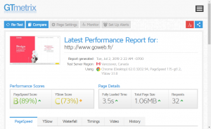 Capture de l'interface GTMetrix.