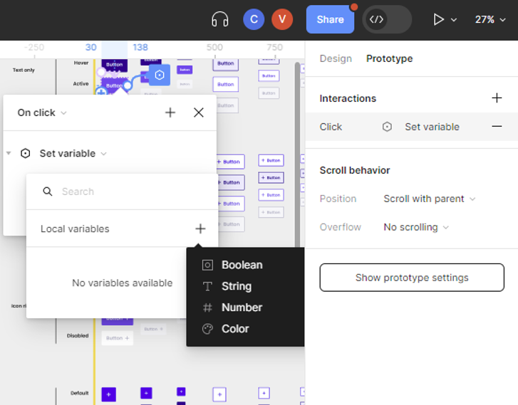 Les variables disponibles en prototypage